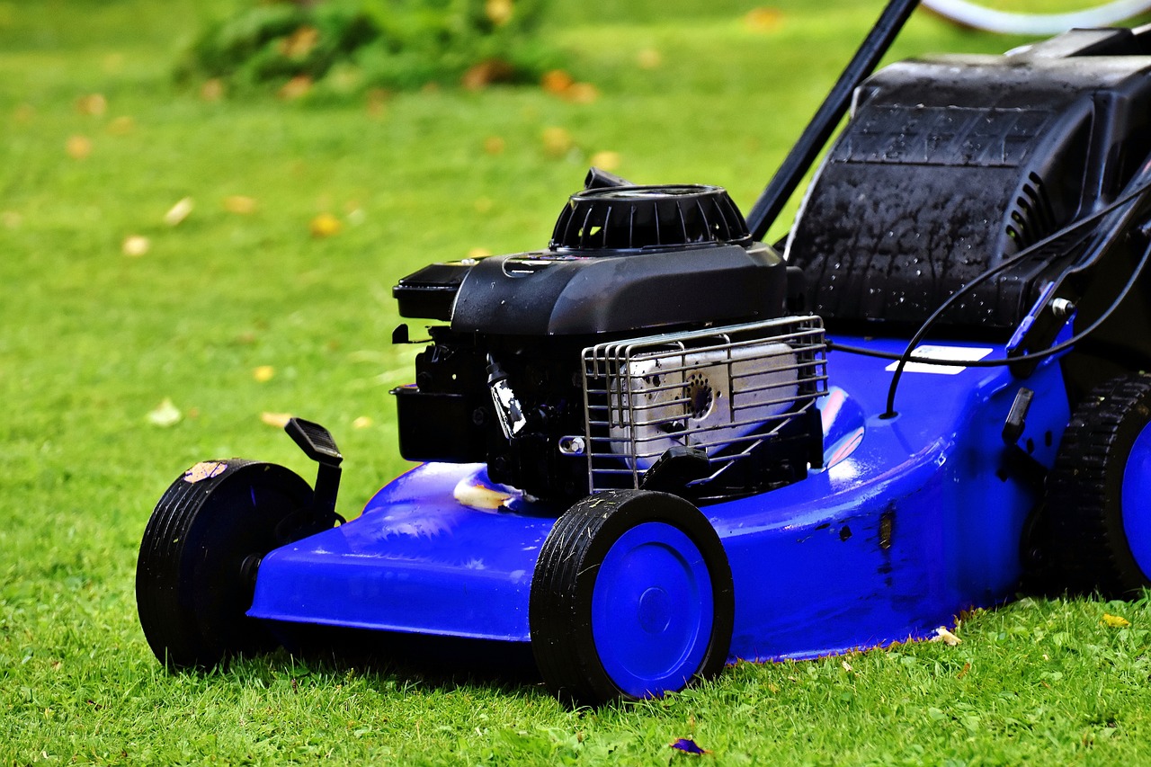 Blue lawn mower