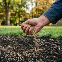 man planting seed by hand