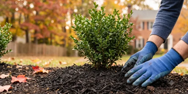 tech hands planting shrub and caring for it